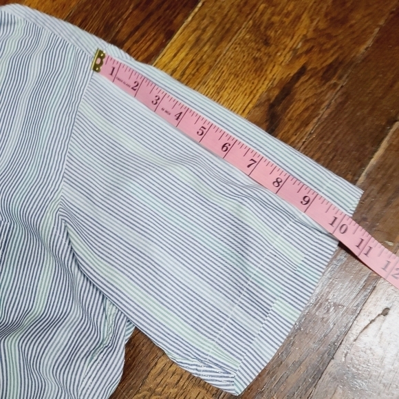 Vintage 90s Bill Blass Striped Short Sleeve Button Down Shirt - Picture 10 of 11